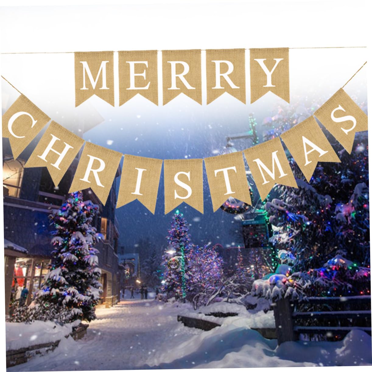 Striscione Con Lettere Di Buon Natale in Lino Con Tirante Natalizio Per Decorazioni Da Parete Finestre E Alberi