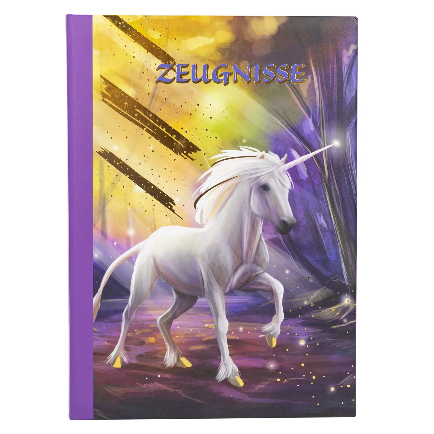 Idena 20132 Certificate Folder in Unicorn Design with 12 Sleeves for DIN A4 Format, Aubergine