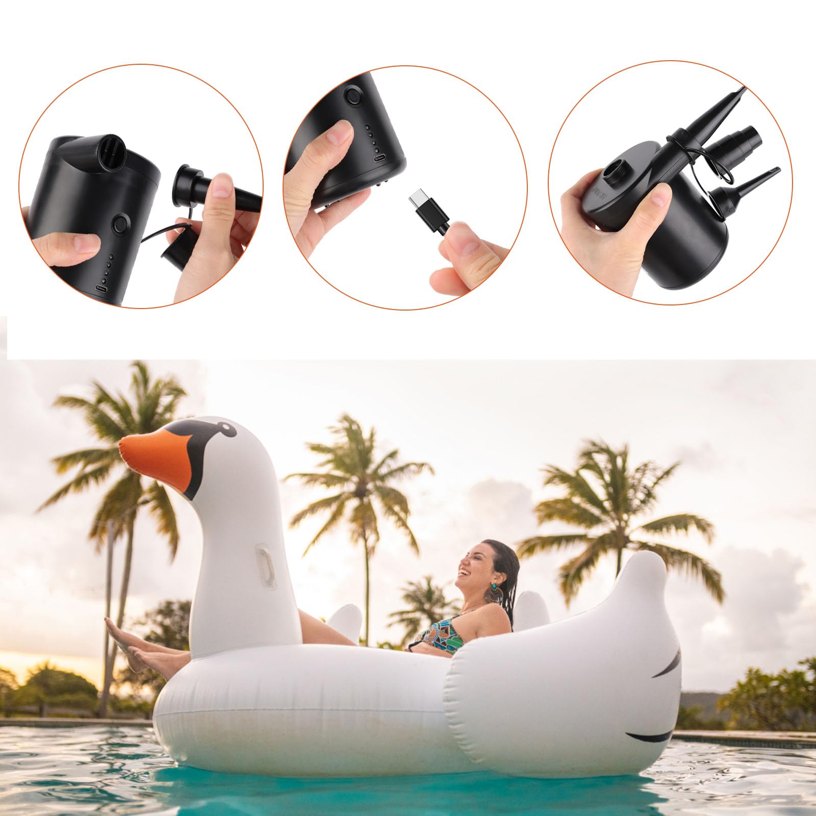 Pompe à Air Sans Fil - Rechargeable 4000mAH - Gonflage Et Dégonflage