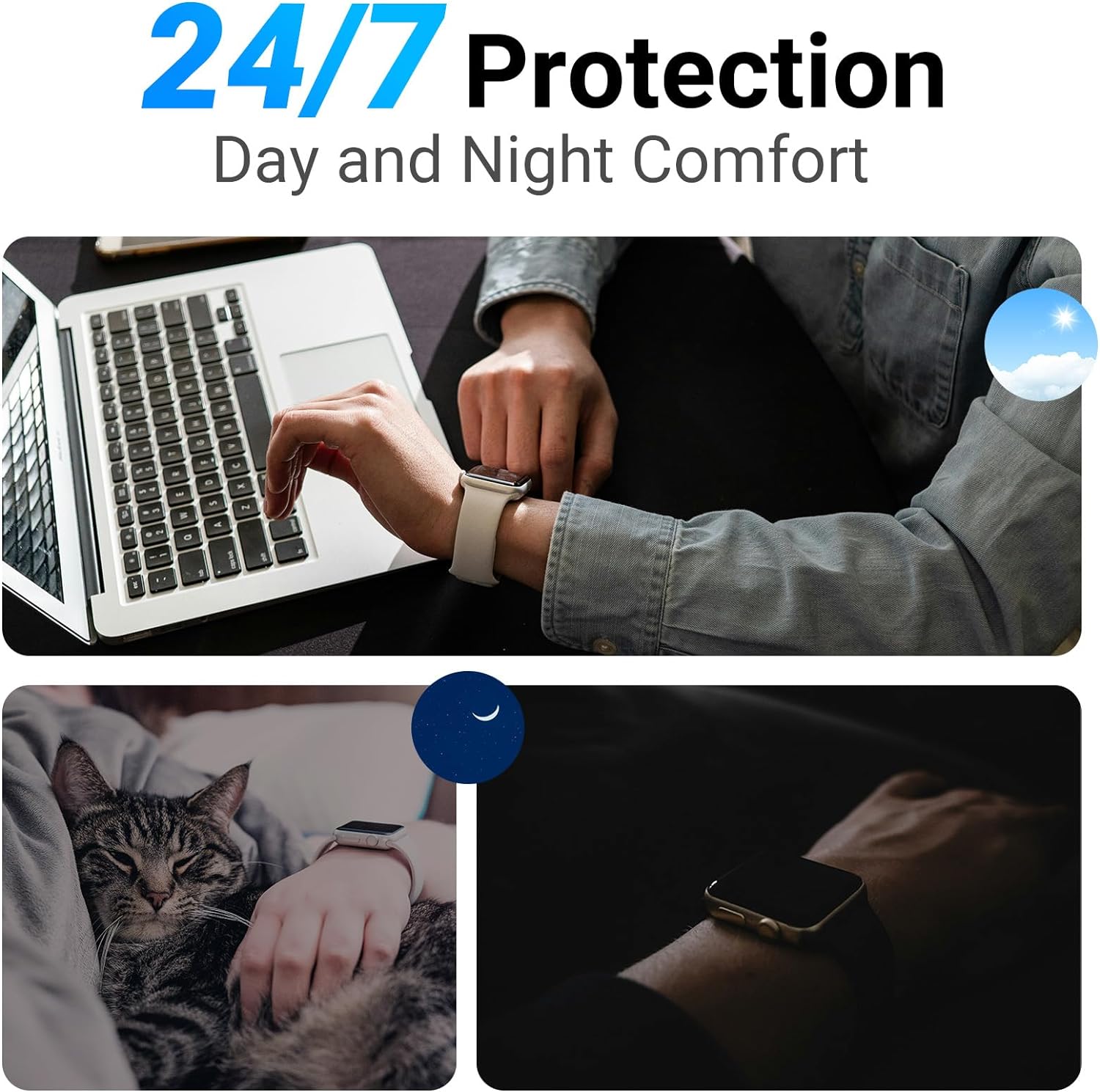 [5 Pack] Flex Guard Nickel Metal Allergy Back Protector for Apple Watch [44/45mm], Prevent Rash, Contact Dermatitis, Soft Film, Sensor Protector, Back Cover for iWatch 44mm / 45mm