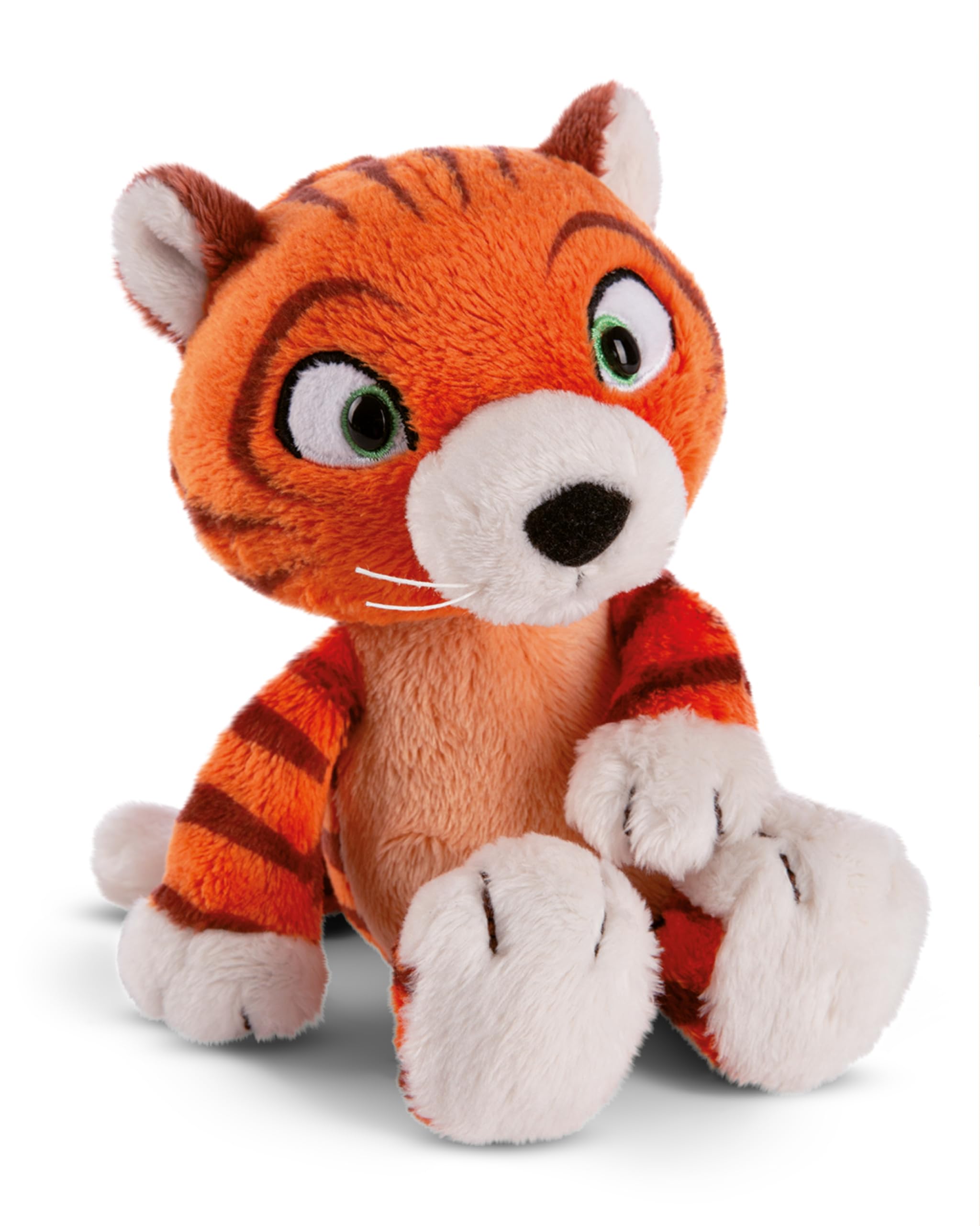NICI cuddly toy tiger Mandarina 18cm - plush toy with glow in the dark eyes to cuddle and love, soft toy made from recycled materials - 49788