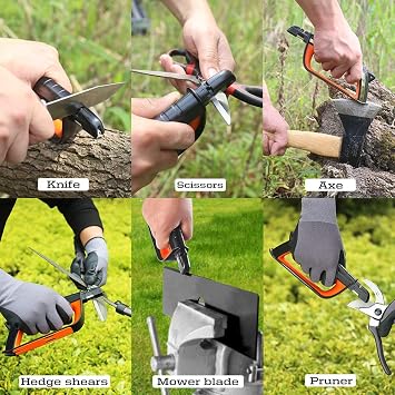 SHARPAL 103N Knife Garden Tool Multi-Sharpener and SHARPAL 216N Dual-Grit Diamond Sharpening Stone Knife Tool Sharpener