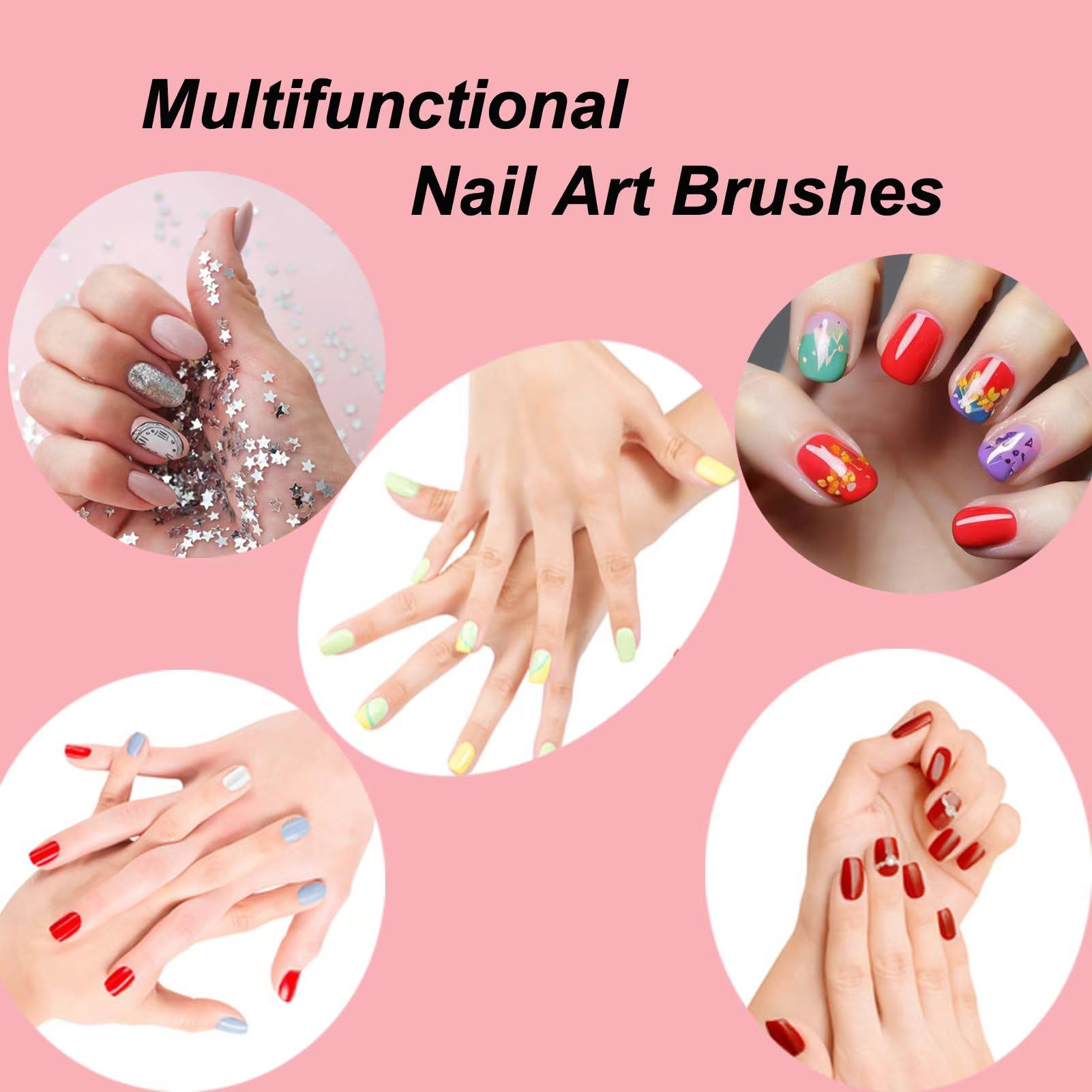 Juego de 36 pinceles de arte de uñas, juego de herramientas de arte de uñas, bolígrafo de diseño de uñas con cepillo de gel de extensión, herramientas de punteado de uñas, cepillo de dibujo 7