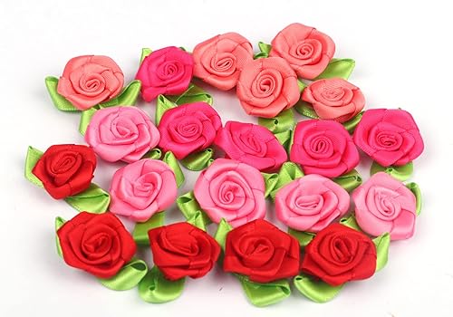 Miniatura 8 de YYCRAFT Paquete de 240 piezas de cinta de satén rosa con apliques de novia de hojasmanualidades rosa