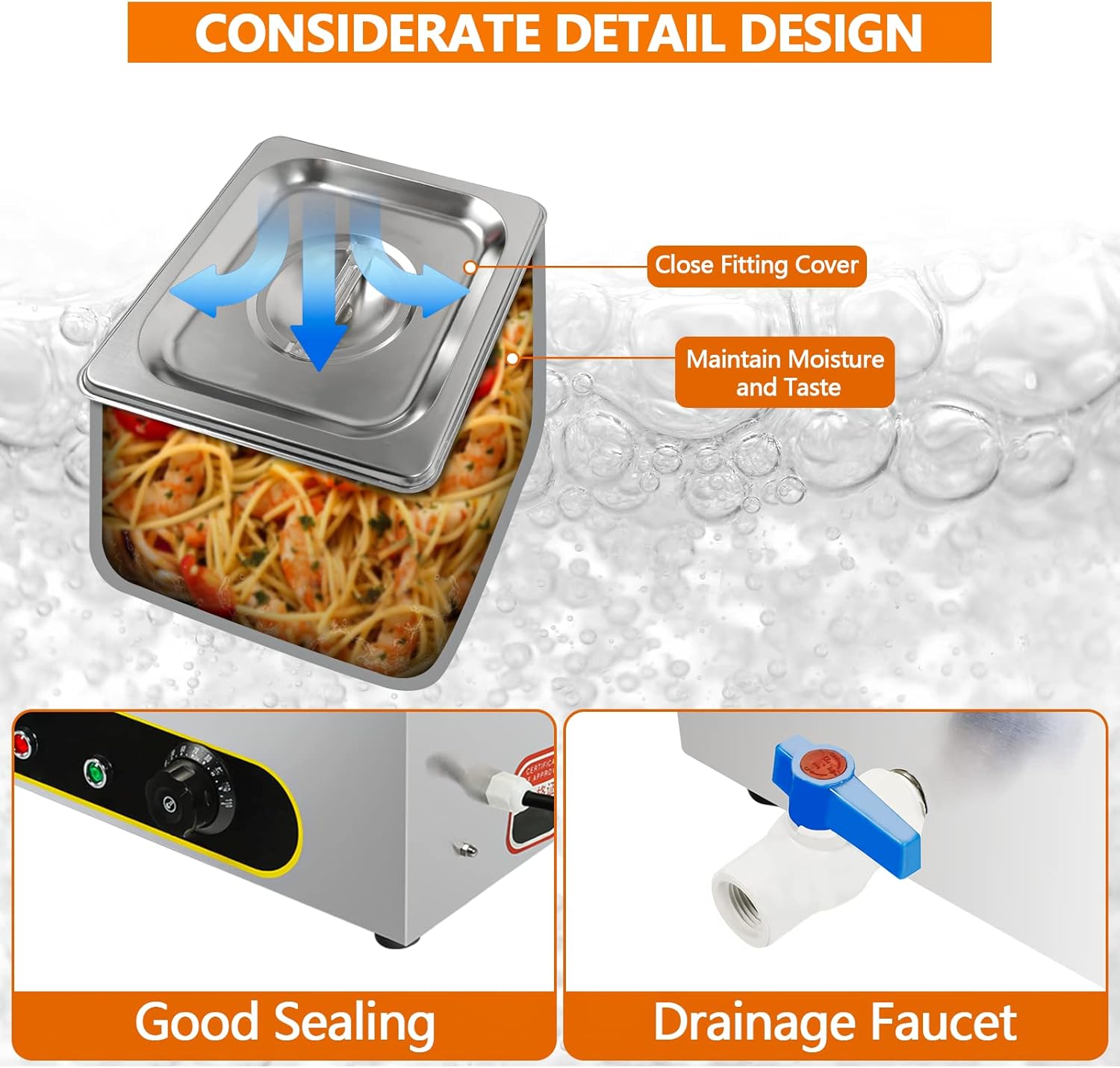 Commercial Food Warmer ajee 110V 6-Pan 1500W Electric Steam Table Stainless Steel Bain Marie Buffet 15.4 Qt Capacity with Temperature Control & Tap for Parties, Banquet and Catering Events: Industrial & Scientific