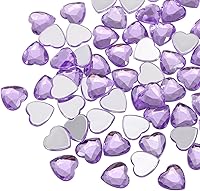 Vista 19 de MECCANIXITY 60 piezas de diamantes de imitación acrílicos de corazón de 0.59 pulgadas (0.591 in) con parte trasera plana, gemas de plástico