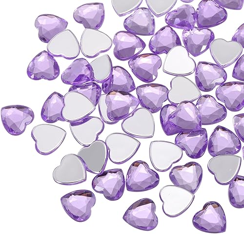 Miniatura 19 de MECCANIXITY 60 piezas de diamantes de imitación acrílicos de corazón de 0.59 pulgadas (0.591 in) con parte trasera plana, gemas de plástico