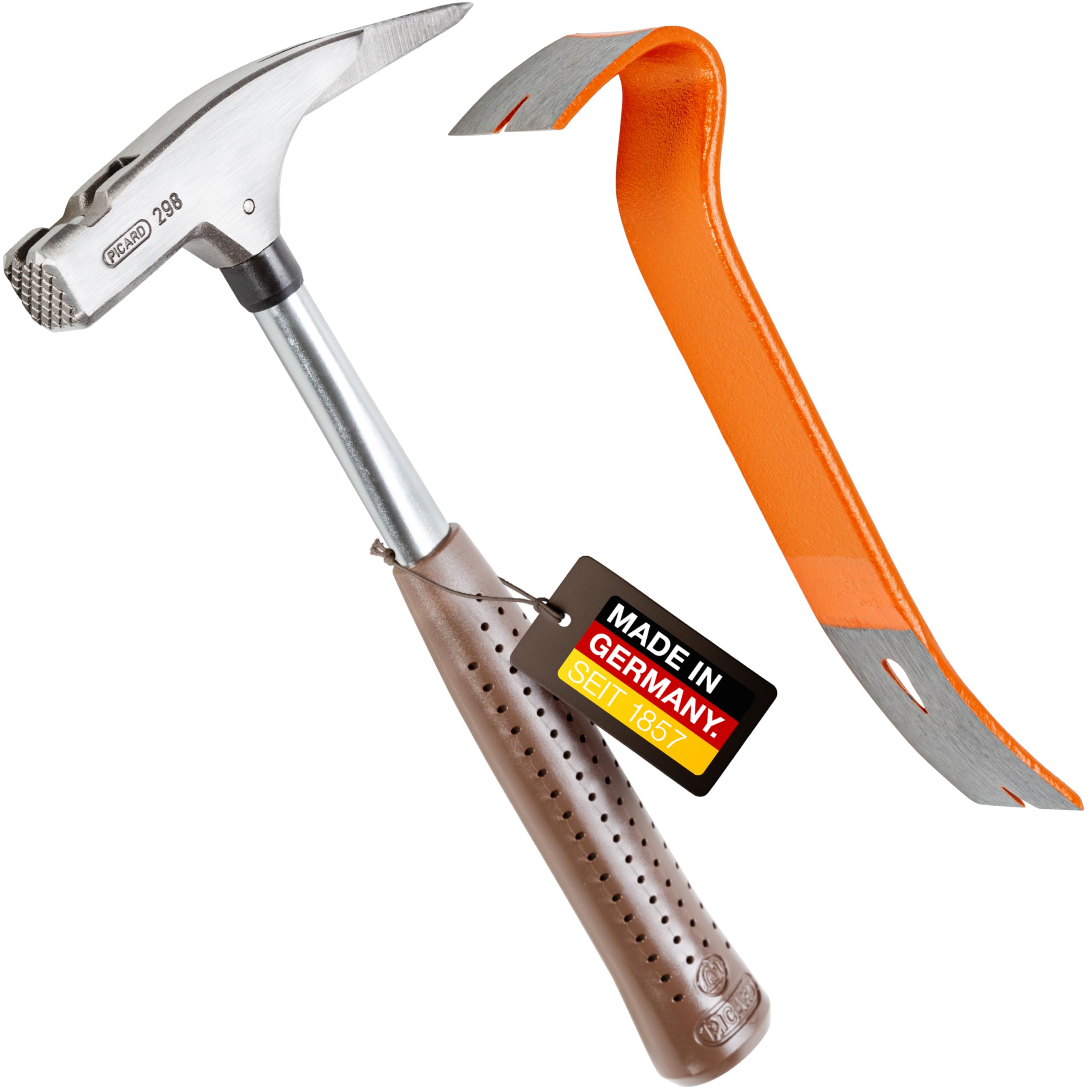 Martillo de carpintero Picard Nr. 298 + sacaclavos | 600 g de peso del cabezal | Pista rugosa | Soporte magnético para clavos | Protegido contra la corrosión | Mango de tubo de acero cromo-molibdeno |