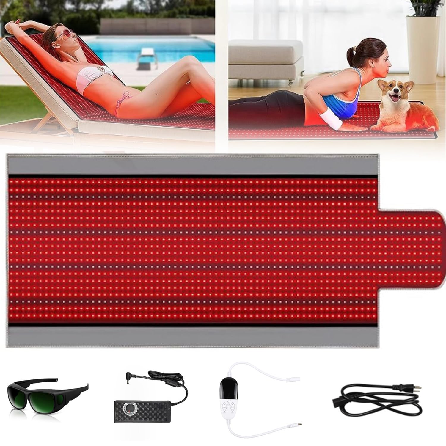 1370 perles Tapis de thérapie par la lumière rouge pour soulager tout le corps – coussin de thérapie par la lumière proche infrarouge, couverture de thérapie par la lumière rouge pour la maison