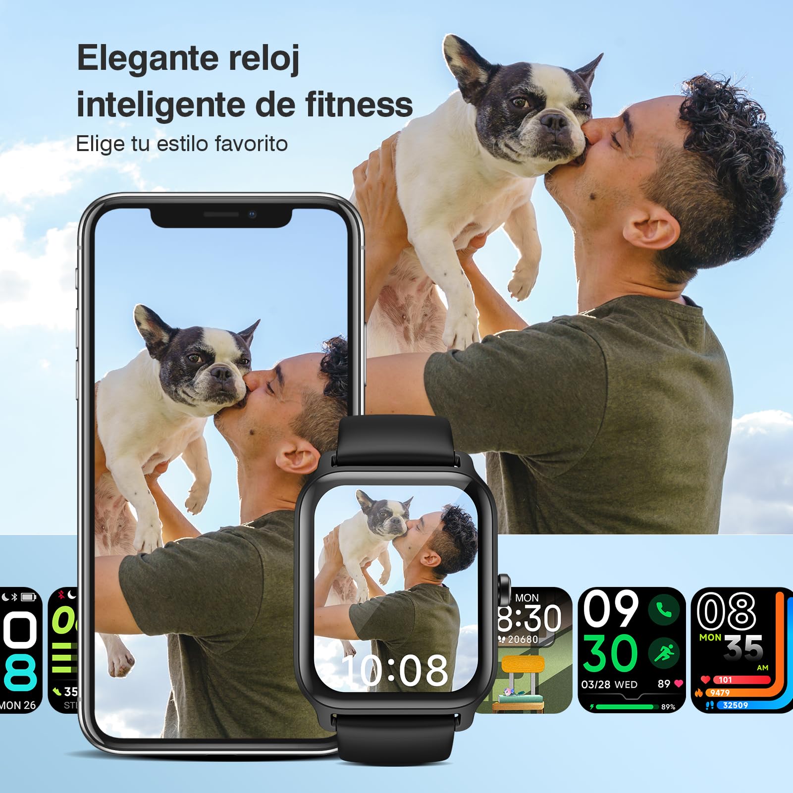 Quican Reloj Inteligente Hombre Alexa Instalado con llamada Bluetooth Monitor de Frecuencia Cardíaca SPO2 Smartwatch Rastreador de Sueño Reloj Inteligente 110+ Deportes para iOS Android