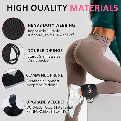 Miniatura 2 de Ankle Straps for Cable Machines Kickbacks - Adjustable Comfort Ankle Cable Attachments for Gym Ankle Cuff Cable Machine Glute Kickback Straps - Leg