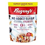 Bagrry’s No Added Sugar Muesli with Fruits, Nuts & Seeds – 700g | High Fibre & Protein | 0% Added Sugar, No Corn Flakes | Whole Grain Breakfast Cereal with Almonds, Raisins, Pumpkin Seeds & Berries | No Sugar infused Berries | Supports Weight Management & Heart Health