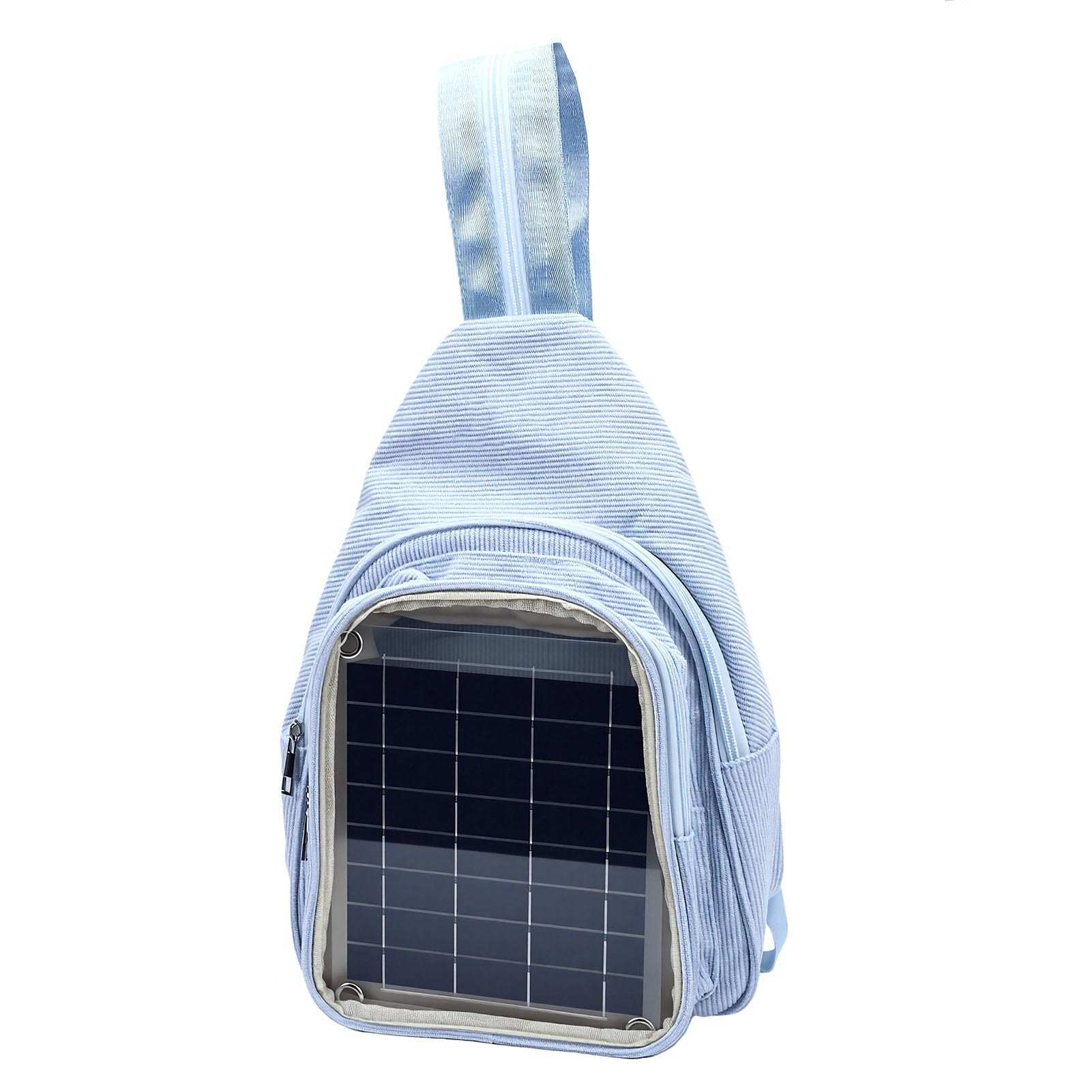 Zaino con Pannello Solare da 20W, Tessuto Oxford Azzurro Chiaro