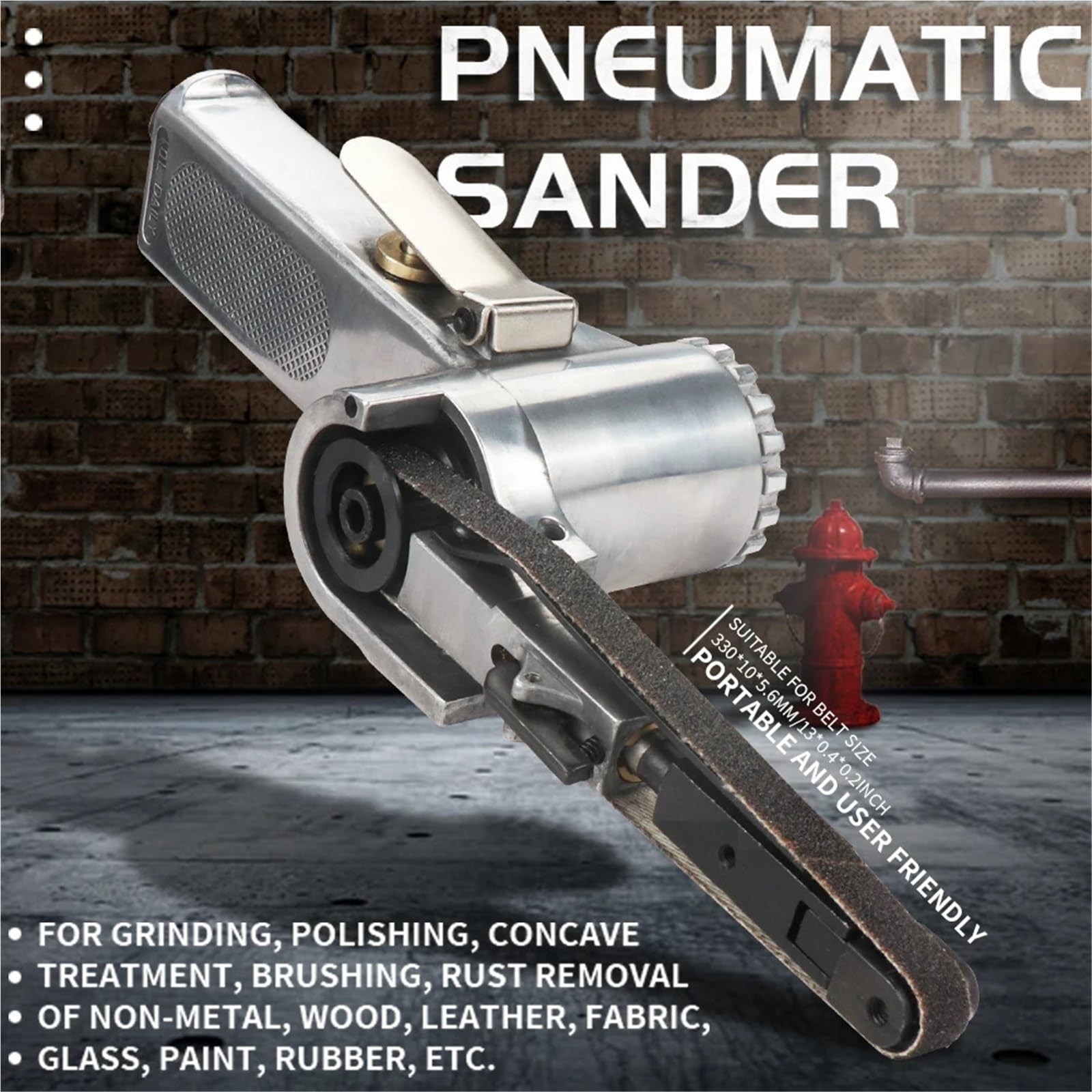 10 * 330mm Air Belt Sander Sanding Machine Grinding Machine Belt Grinder For Air Compressor Sanding Pneumatic Tool 16000rpm