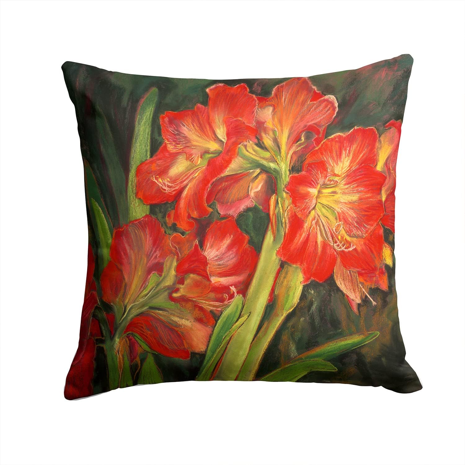 Caroline's Treasures DND0091PW1414 Amaryllis by Neil Drury Fabric Decorative Pillow Machine Washable, Indoor Outdoor Decorative Pillow for Couch, Bed or Patio, 14Hx14W