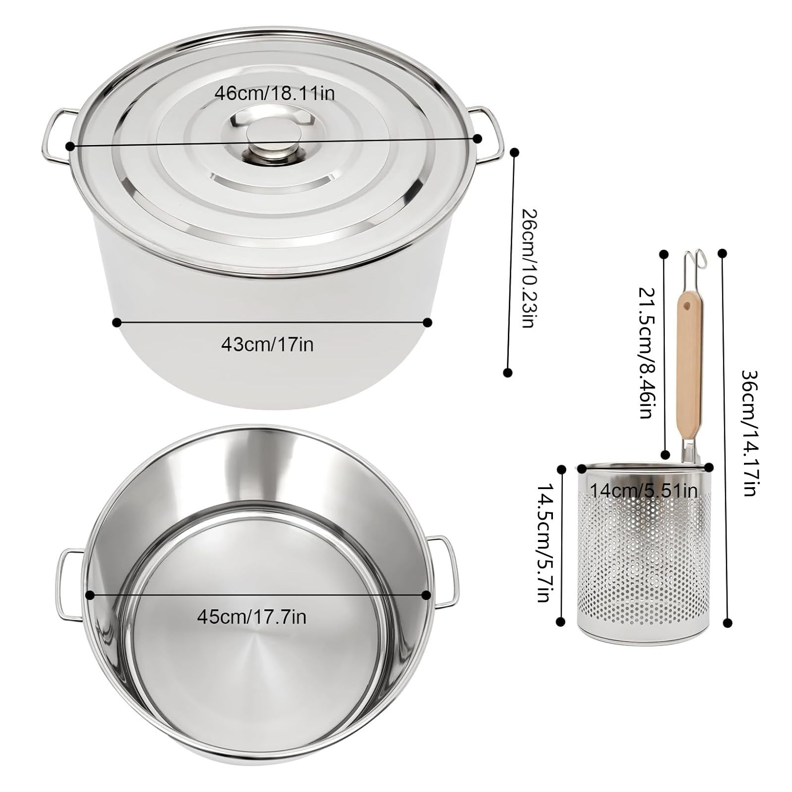 Olla para Pasta, Olla para Pasta con Cuatro o Cinco cestas coladoras, Juego de Insertos de Acero Inoxidable, Herramienta de Cocina para Pasta, Fideos, albóndigas, fácil de Limpiar (4Holes)