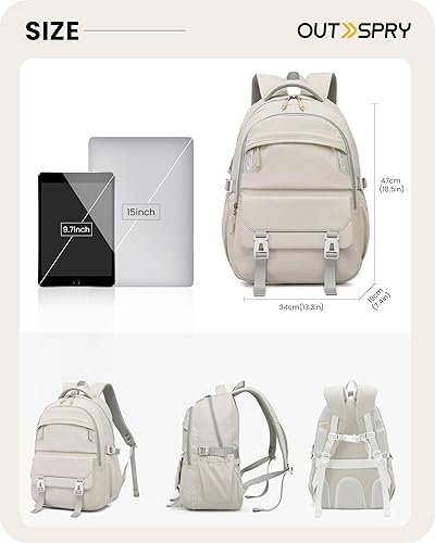 Miniatura 2 de Mochila de viaje para mujeres y hombres, mochila ergonómica casual de 30 L para viajar al aire libre, camping, senderismo, beige 1