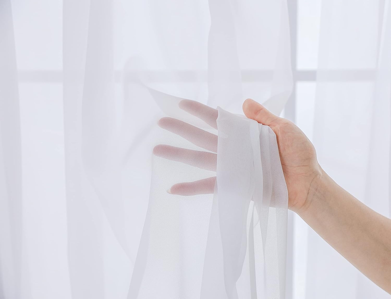 Extra Long Extra Wide Rod Pocket Sheer Voile Curtain Panel Made Length for high Ceiling 2 Story, White,W114”*L18ft(216”).(Curtain*1+Curtain Tiebacks*1)
