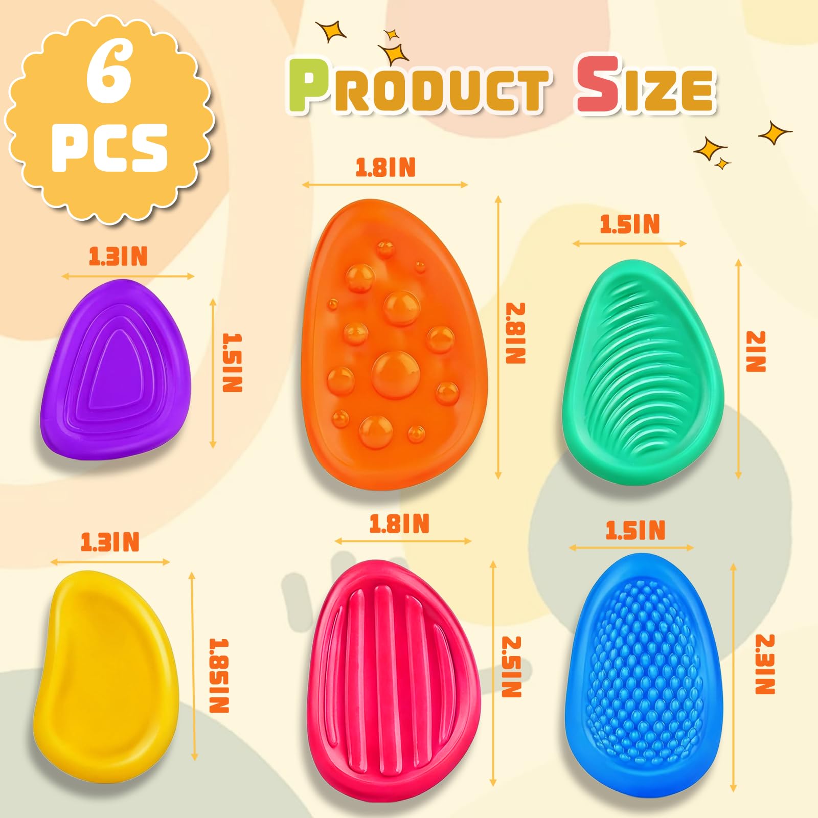6 Pezzi Gioco Pietra Sensoriale, Fidget Toys Sensory Stones