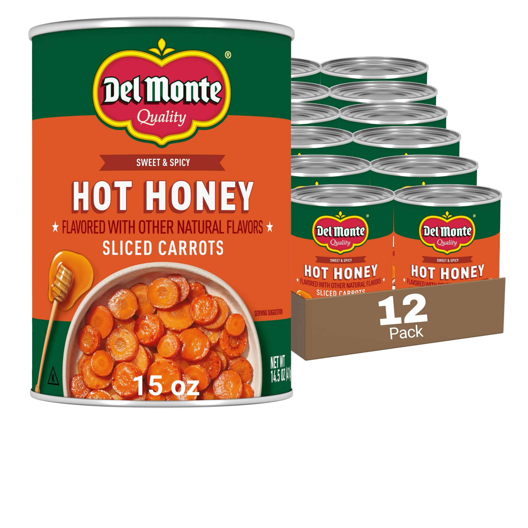 Del Monte Hot Honey Flavored Sliced Carrots, 14.5 oz. Cans, Pack of 12