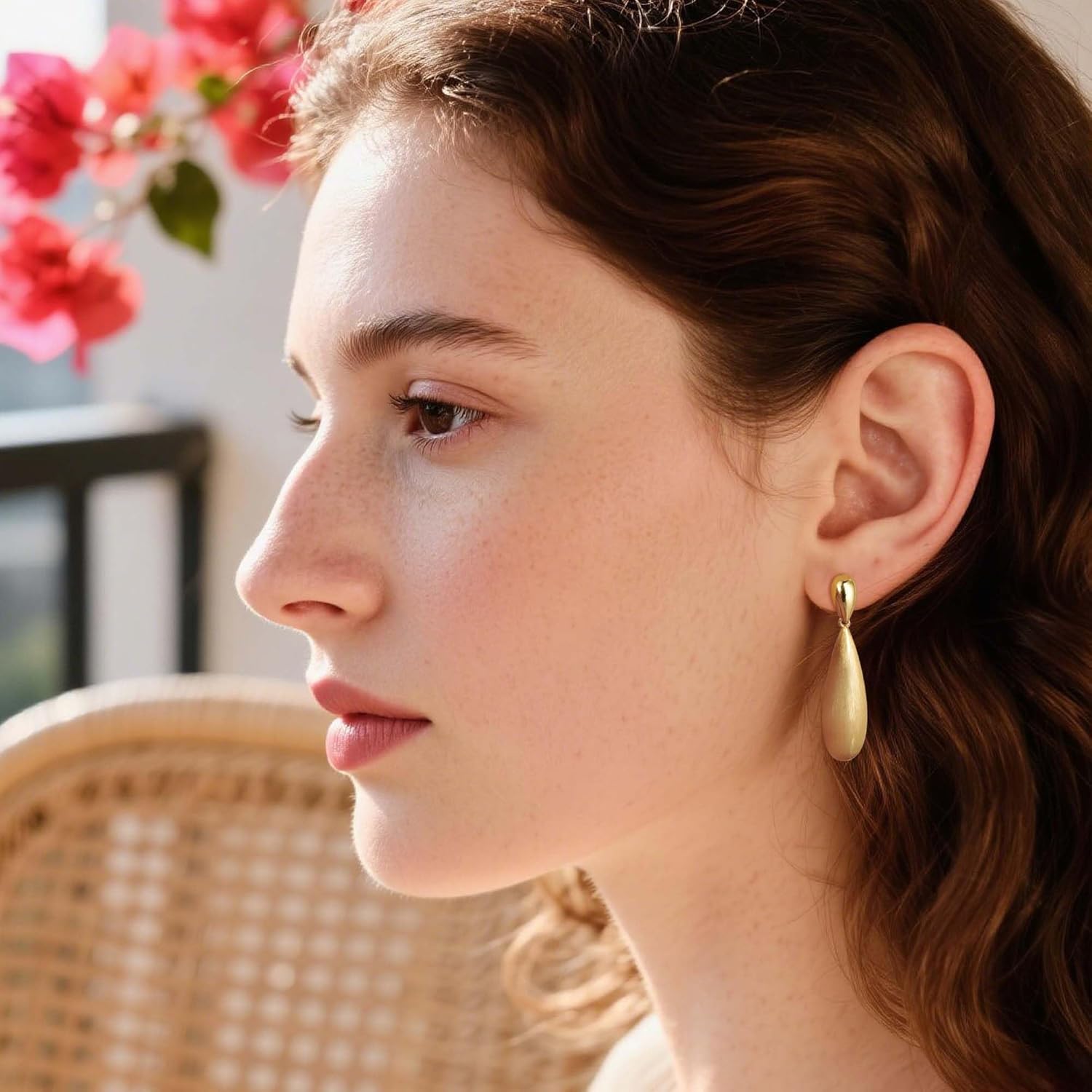 Large Geometric Drop Dangle Earrings for Women Pearl Teardrop Disc Rectangle Oval Fishtail Shell Shaped Textured Dangle Studs Earrings for Women - Image 4