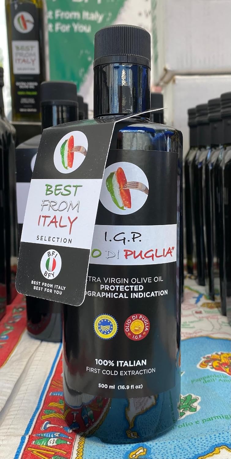 Olio di Puglia, Extra Virgin Olive Oil I.G.P. "Olio di Puglia" Best From Italy Selection 500 ml (16.9 Fl Oz)
