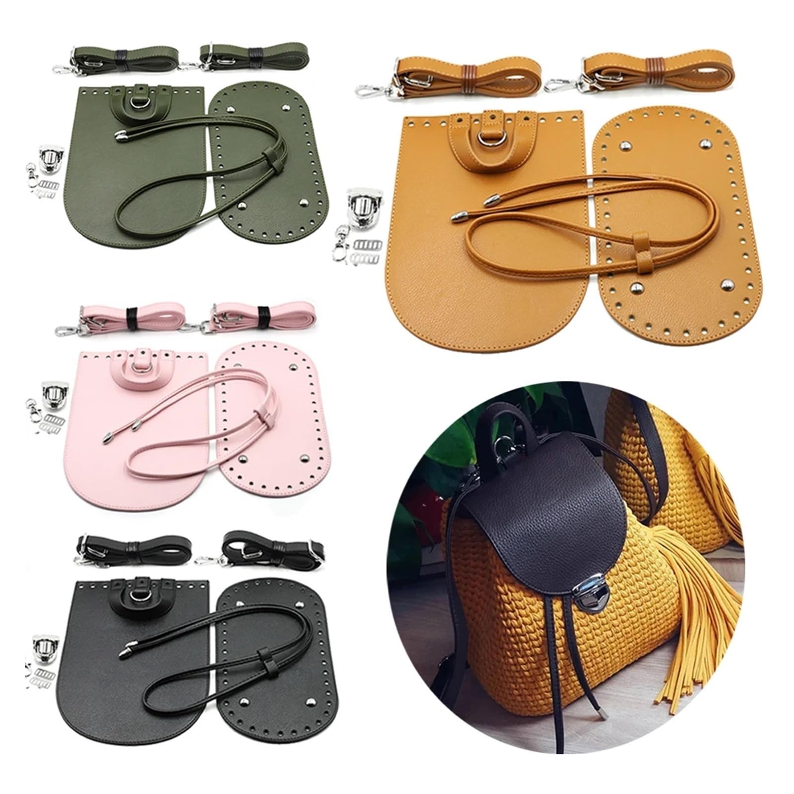 Kit De FabricacióN De Bolsos De Hombro Juego de 7 piezas de accesorios de cubierta de solapa inferior de bolso hecho a mano for bolsos, correas de hombro for bolsos DIY, bolsos cruzados Para Hacer Bol
