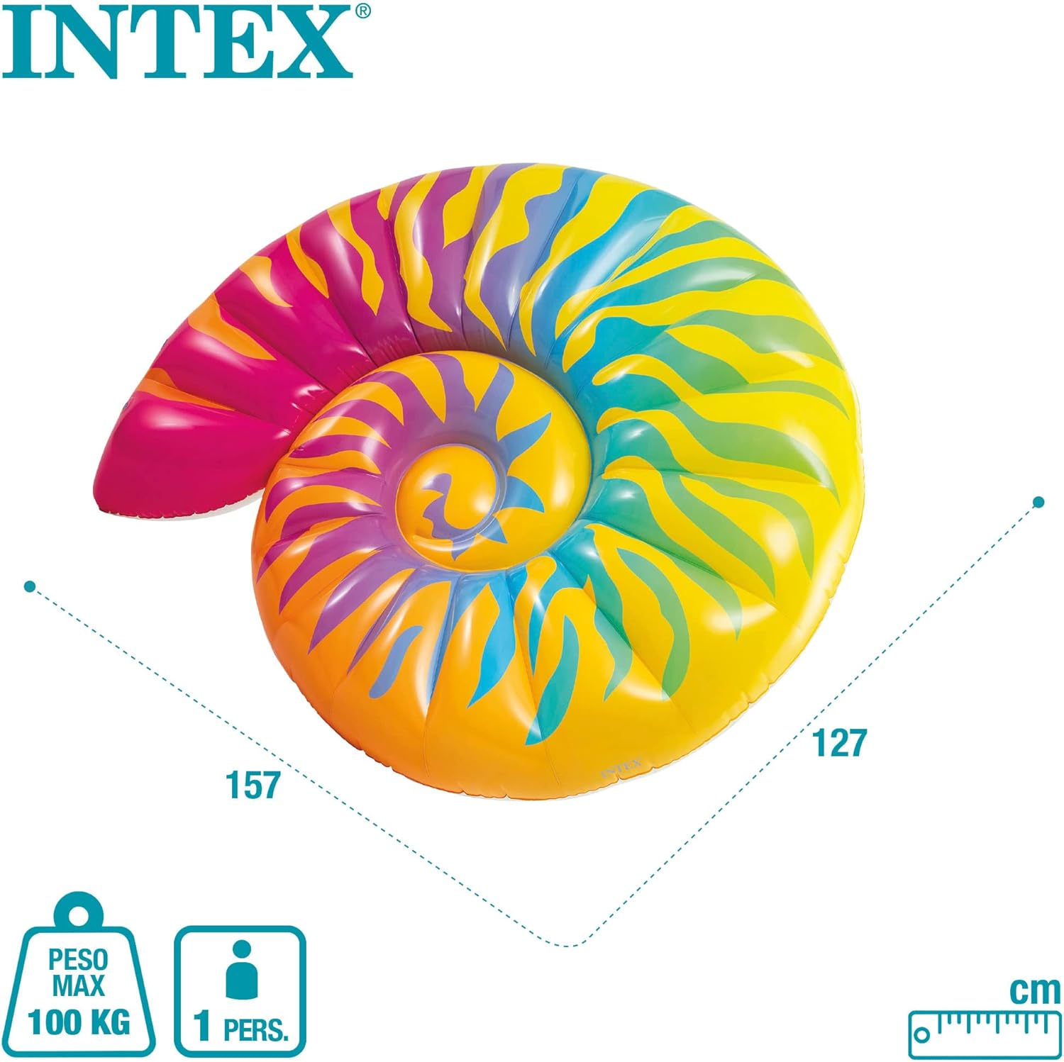 Intex 58791EU - Inflatable Sea Shell Mattress, Vinyl, Multicoloured, 157 x 127 x 25 cm