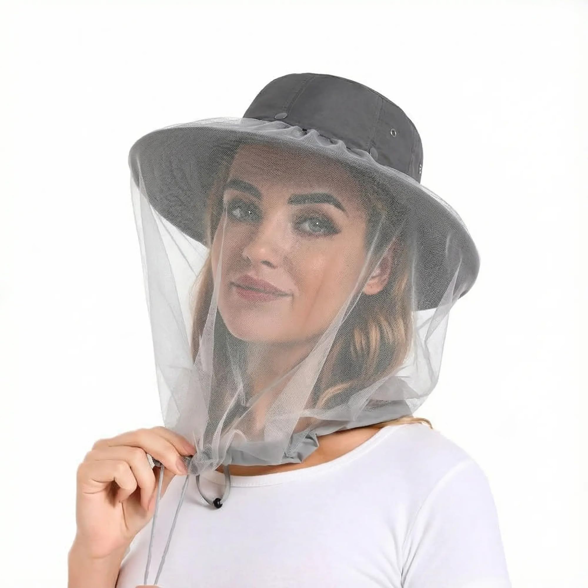 Moskitonetz Kopfschutz Hut - Damen Und Herren Moskito Hut, 100% Nylon + Polyester Netzgewebe, LSF 50+ Sonnenschutz
