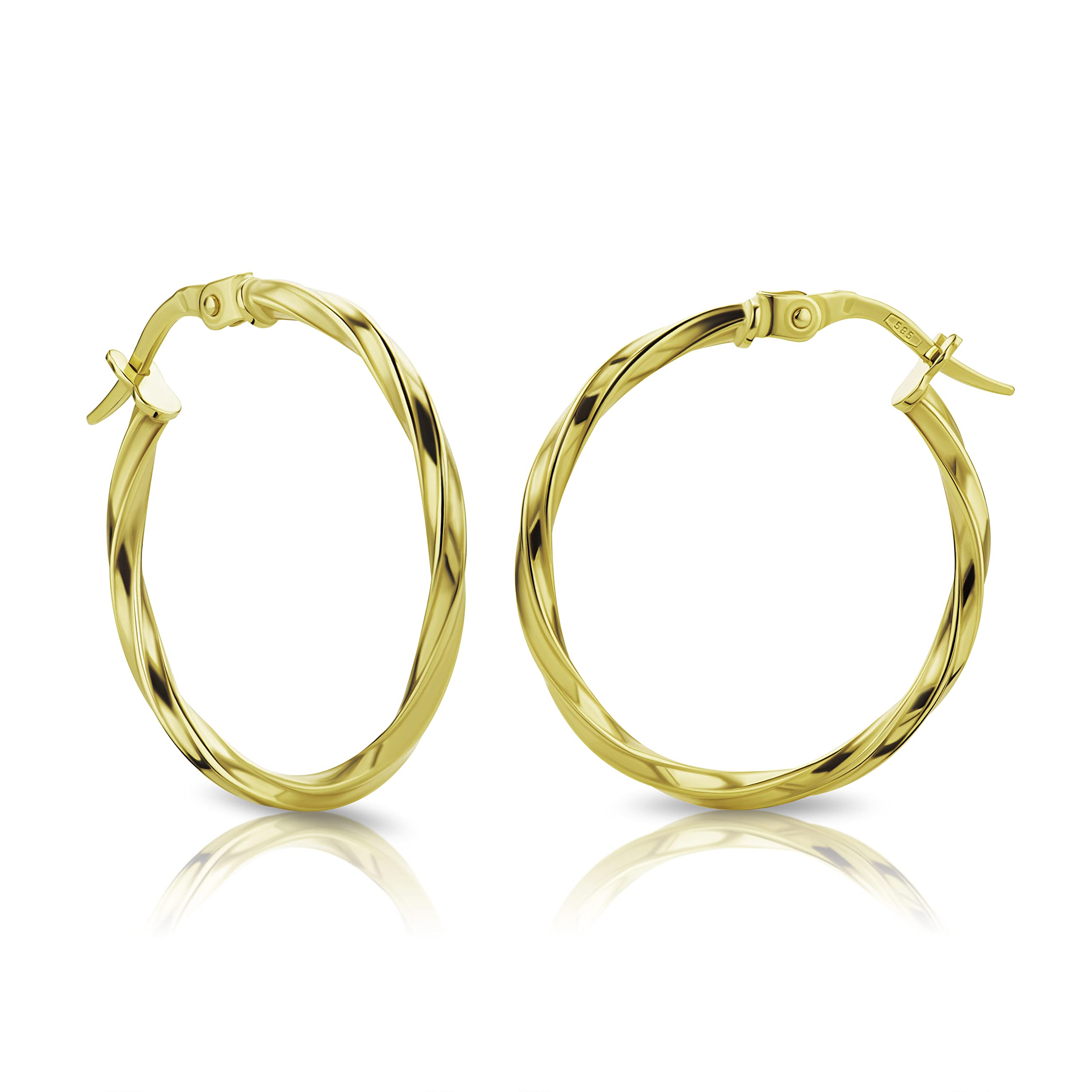 OROVI Ohrringe Gold- 14 karat (585) Gelbgold – Goldene Creolen Damen, Creolen Gold 23 mm, Hypoallergene goldene Ohrringe, Schmuck Damen, Goldschmuck hergestellt in Italien- inkl. edler Schmuckbox