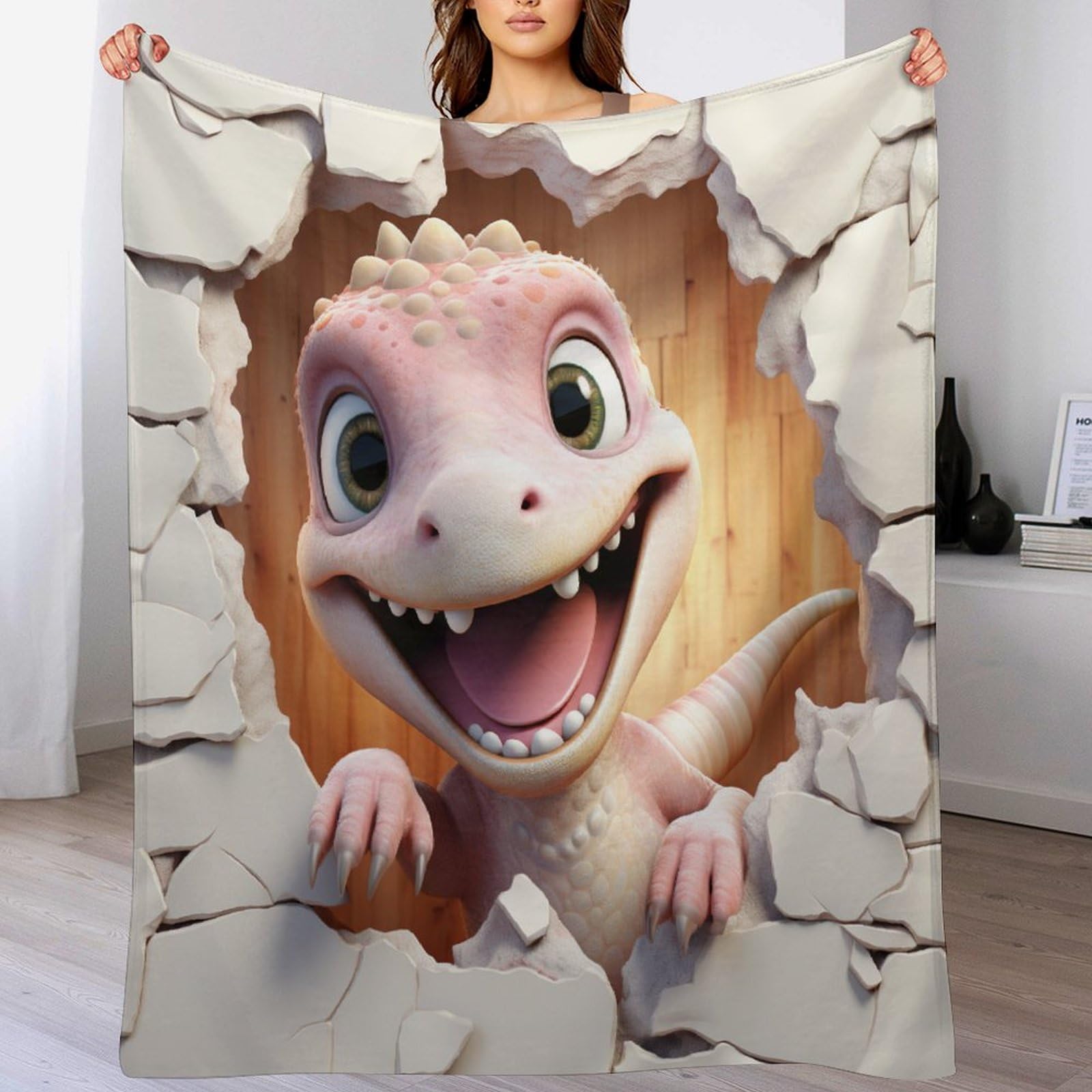 Couverture dinosaure en flanelle plaid polaire doux couverture de lit chaude enfant
