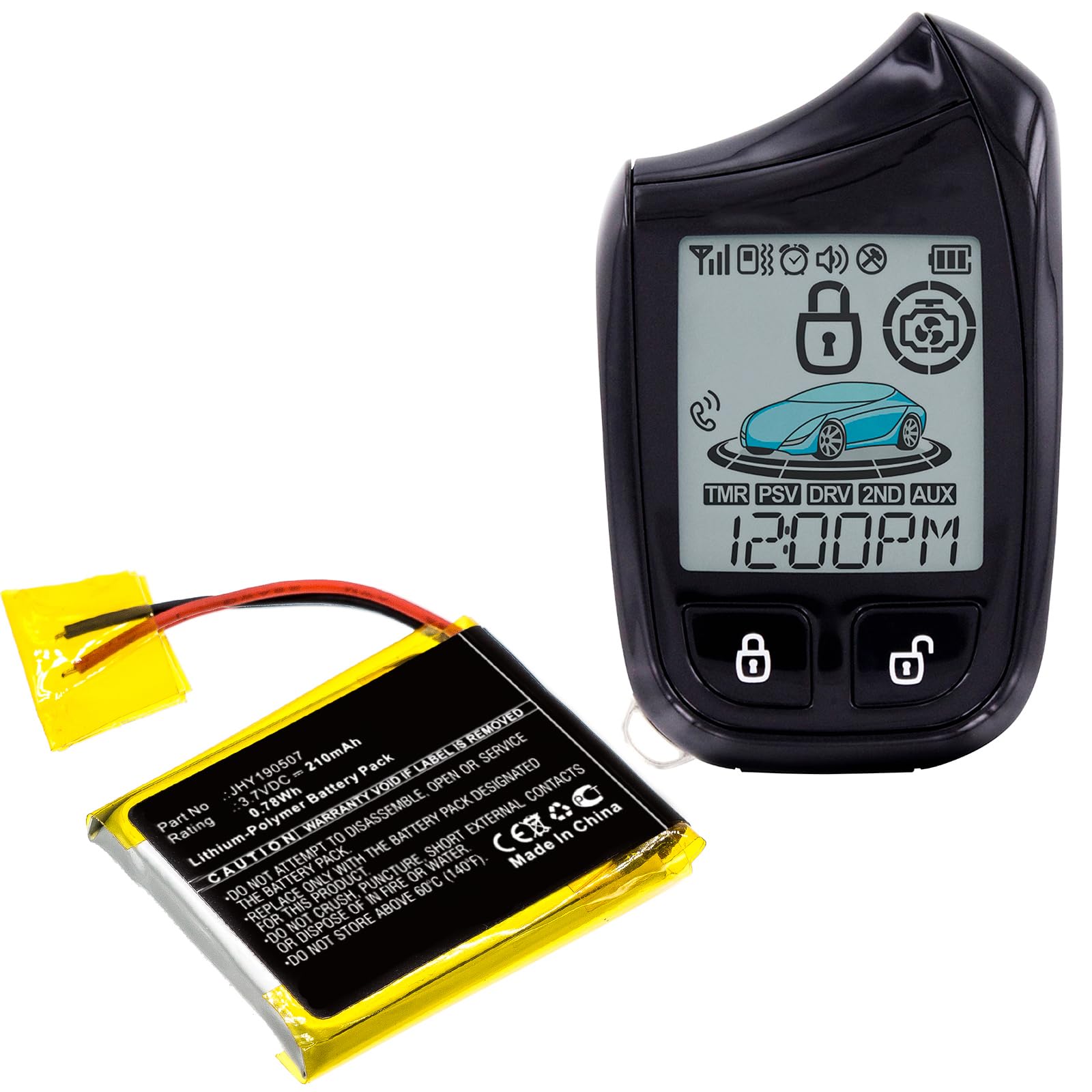 Replacement Battery for Compustar 2W901R-SS,fits JHY190507,210mAh