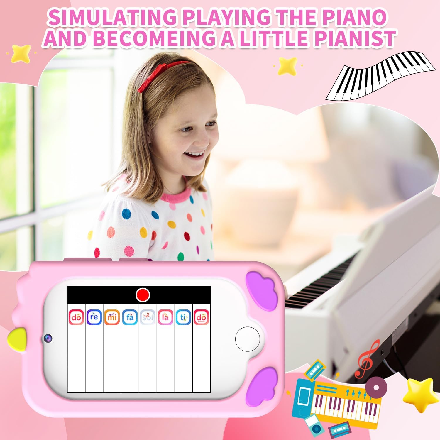 Kids Smart Phone for Girls, Kids Cell Phone Toy with 2.8” Touchscreen | Dual Cameras | Learning | MP3| 32 GB Card | Audiobooks,Toddler Play Phone Christmas Birthday Gift for Age 3 4 5 6 7 Year Old