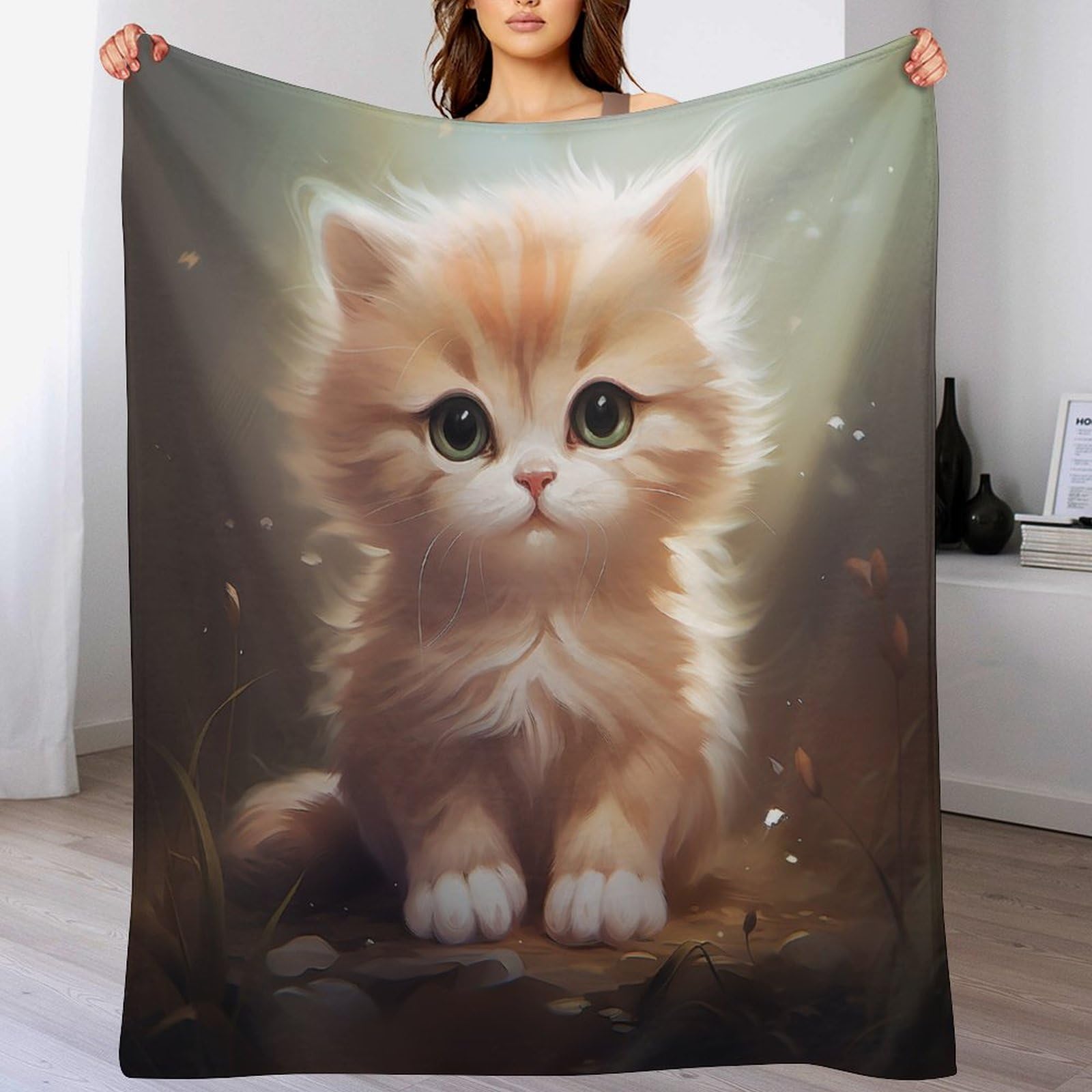 Manta de franela extrasuave de gato para las cuatro estaciones