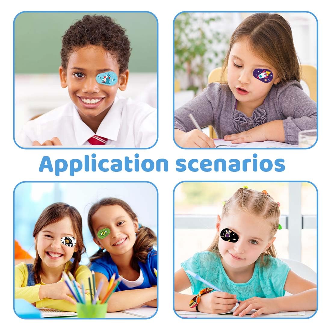 24 Pezzi Bende Oculari per Bambini,Benda Occhio Pigro Bambini,Benda Adesiva Sull'Occhio per Bambini Benda Adesiva in Cotone per Bloccare la Luce Estiva per Bambini(8 Stili/Interessante)