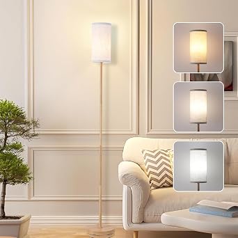 EOEYYOYB Modern Floor Lamp with 3 Color Temperatures, Foot Switch Standing Lamps for Bedroom, Tall LED Standing Lamps for Living Room Office Corner, Burlywood, 65