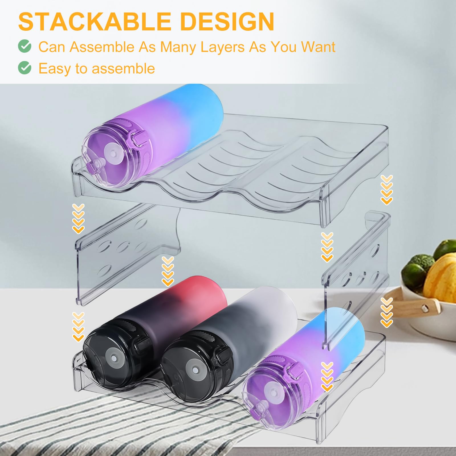 Granvoo Portabottiglie Vino Plastica Impilabile, Portabottiglie Acqua Frigorifer