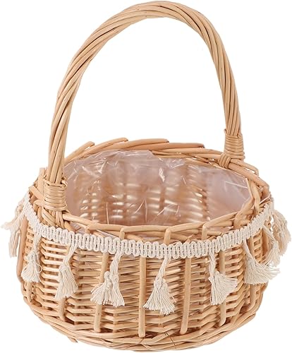 jojofuny 2 cestas de mimbre con flores de sauce, canastas de mimbre para regalos, decoración de plantas, cestas de madera pequeñas, cesta de picnic,