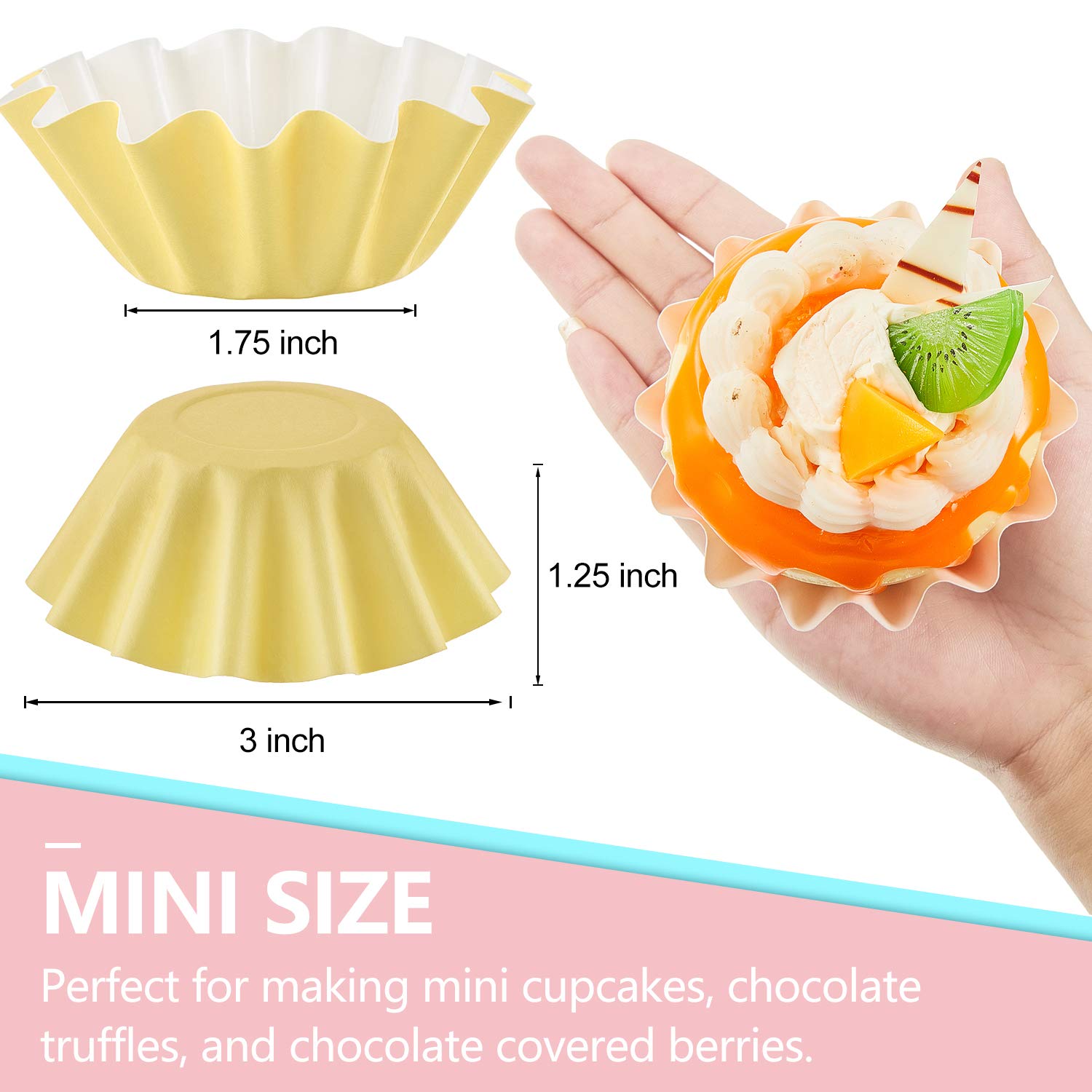 100 Pieces Wave Cupcake Liners Wrappers Flared Paper Baking Cups Disposable Muffin Liners for Muffins Baking, Cupcakes or Mini Snacks