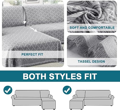 Miniatura 50 de Turquoize Fundas de sofá modulares en forma de L, funda de sofá seccional, lavable, 2 piezas, fundas de sofá para sofá seccional, con tela jacquard