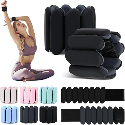 Juego de 2 pesas para muñeca (1 libra cada una), pesas de tobillo, pesas para brazos y piernas para mujeres y hombres, brazaletes ajustables para