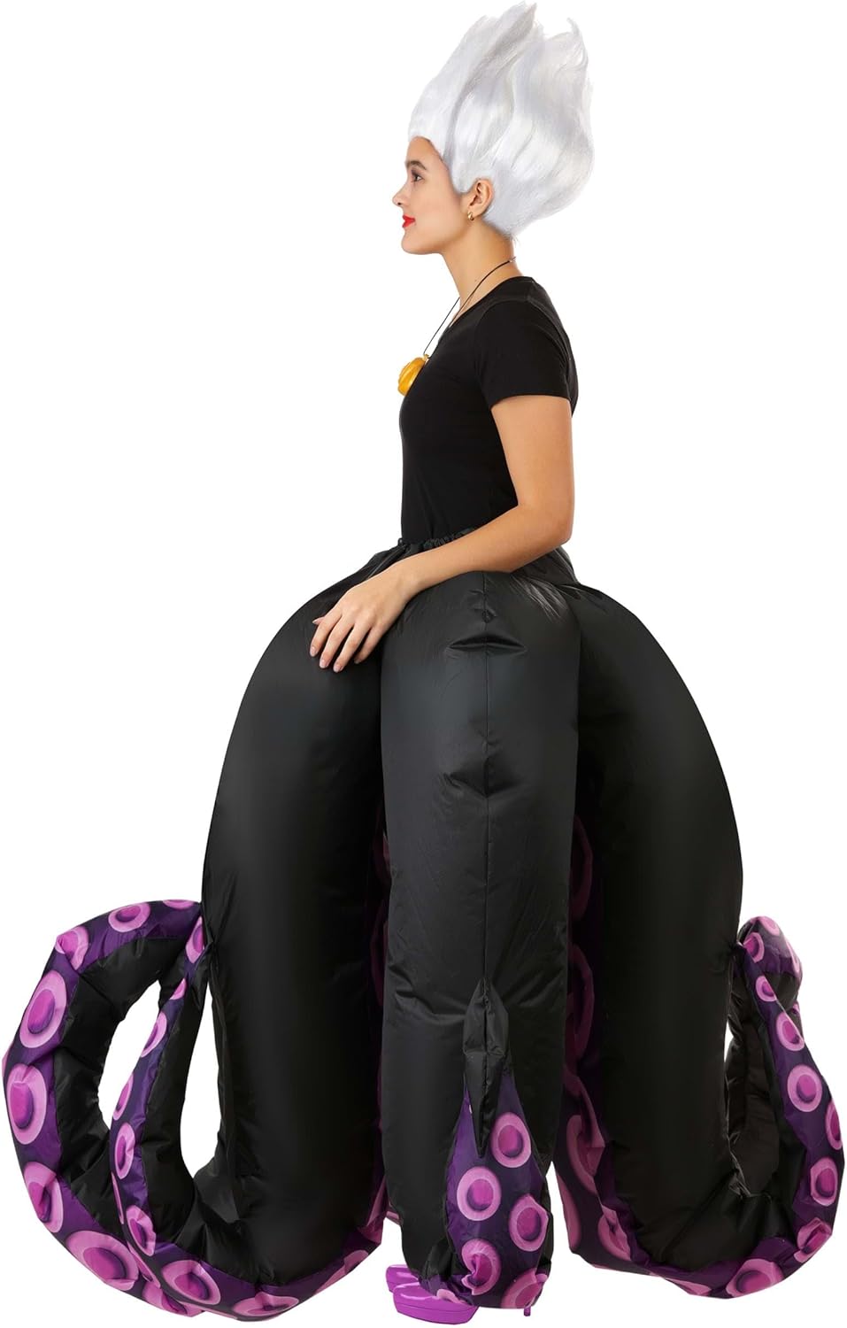 Womens Ursula Inflatable Costume | Adult Disney Villains Little Mermaid Skirt and Shell Necklace Outfit - Image 4