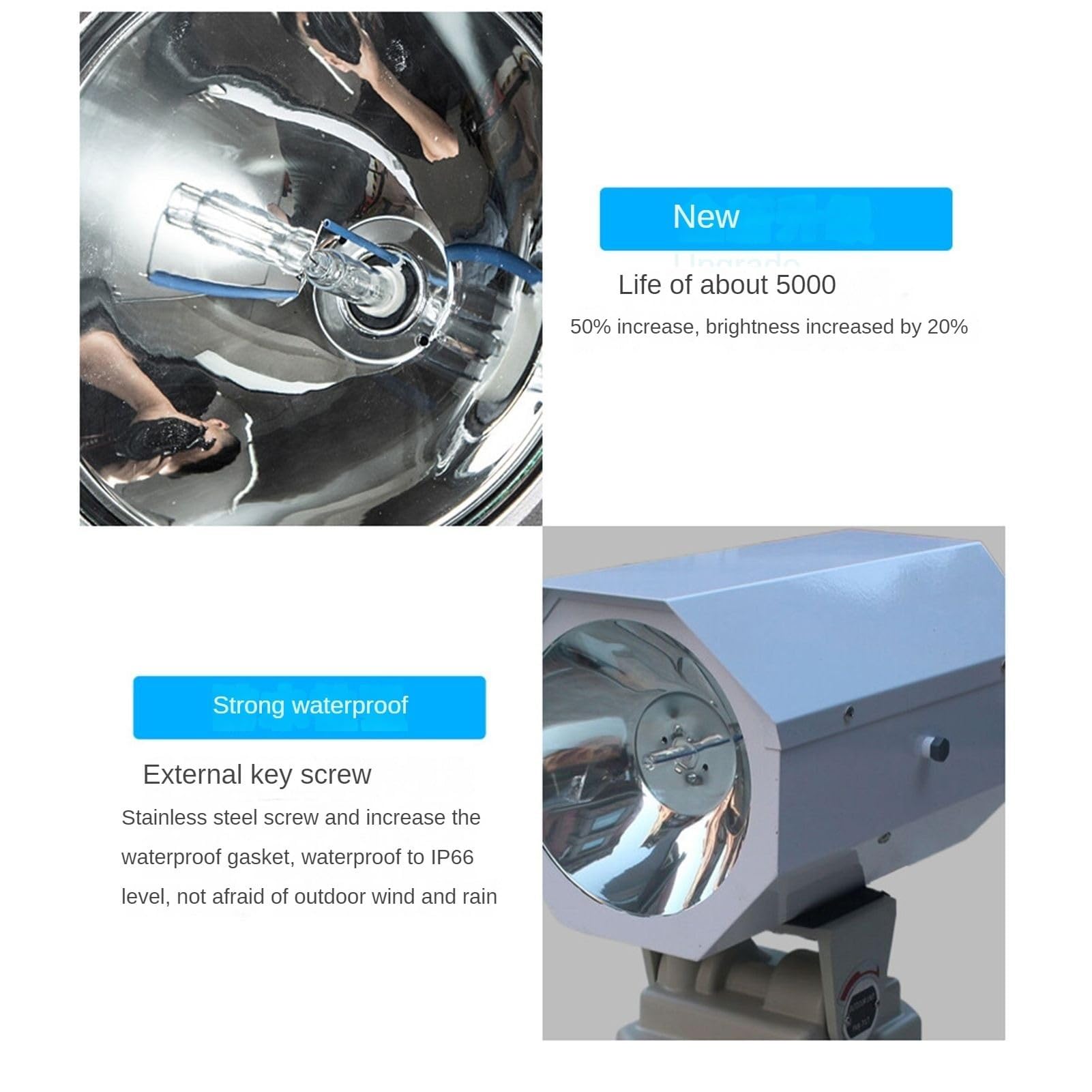 Reflektor LED - LED 220 V Światło 360 stopni Obrót Bezprzewodowy pilot zdalnego sterowania praca praca dla ochrony bezpieczeństwa domu oświetlenie awaryjne ogrodu(1000 W)