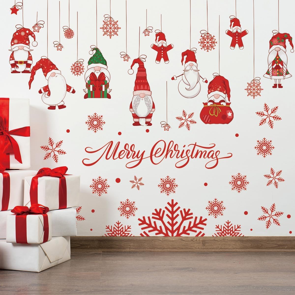 Décoration murale pour Noël et autocollants de nain repositionnables 150x122