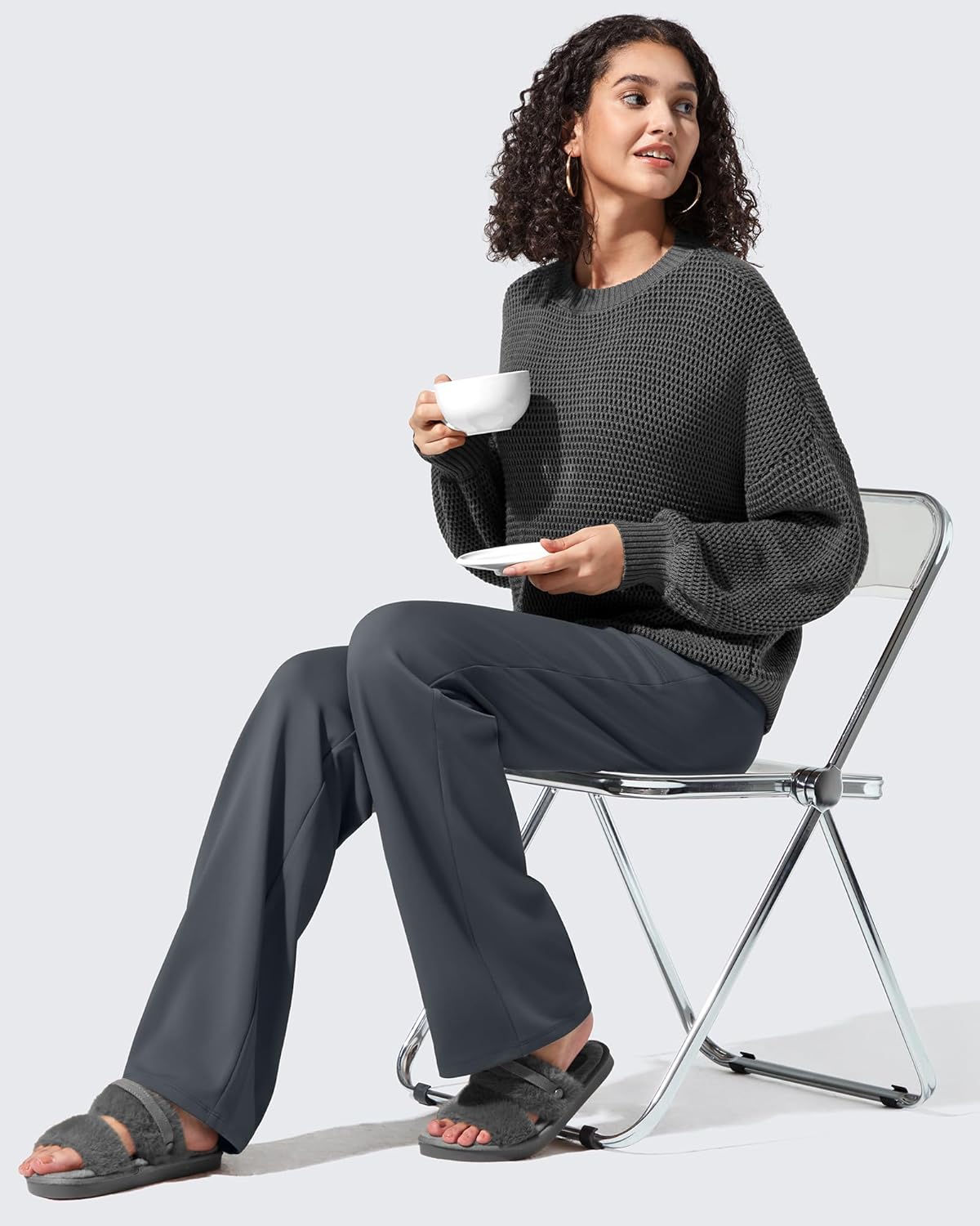 G4Free Women Fleece Lined Pants with Pockets Wide Leg Winter Thermal Work Trousers Dressy Casual Petite/Regular/Tall - Image 6