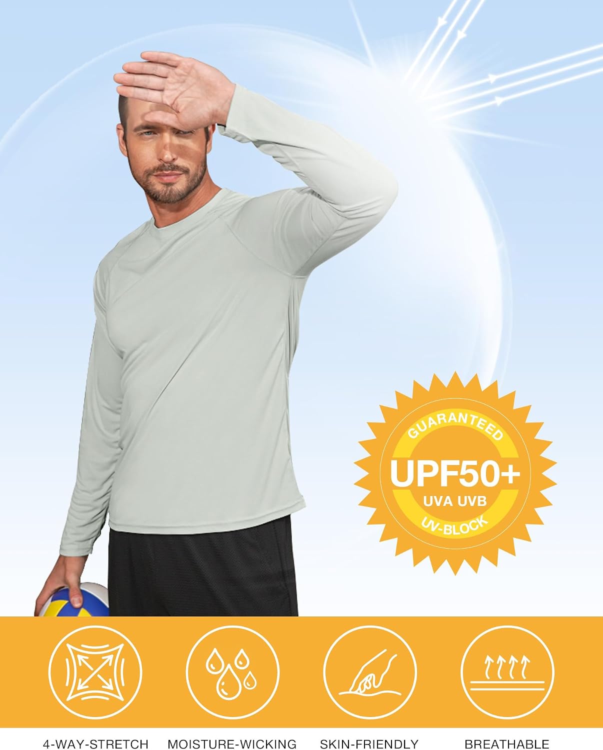Mens Swimming Shirts Short Sleeve UPF 50 Quick Dry Sun Protection Rash Guard Shirts for Fishing Running