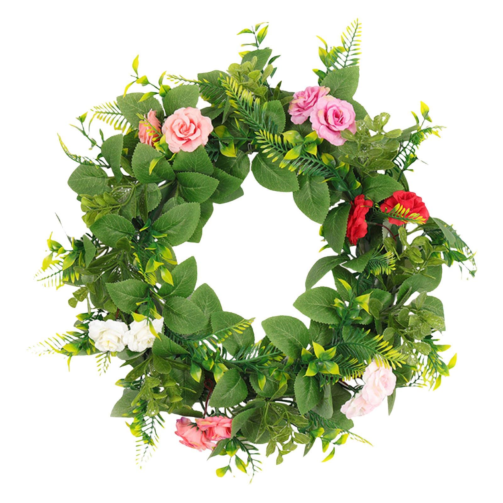Front Door Wreath Bouquet Artificial Flowers Garland Greenery Multicolor