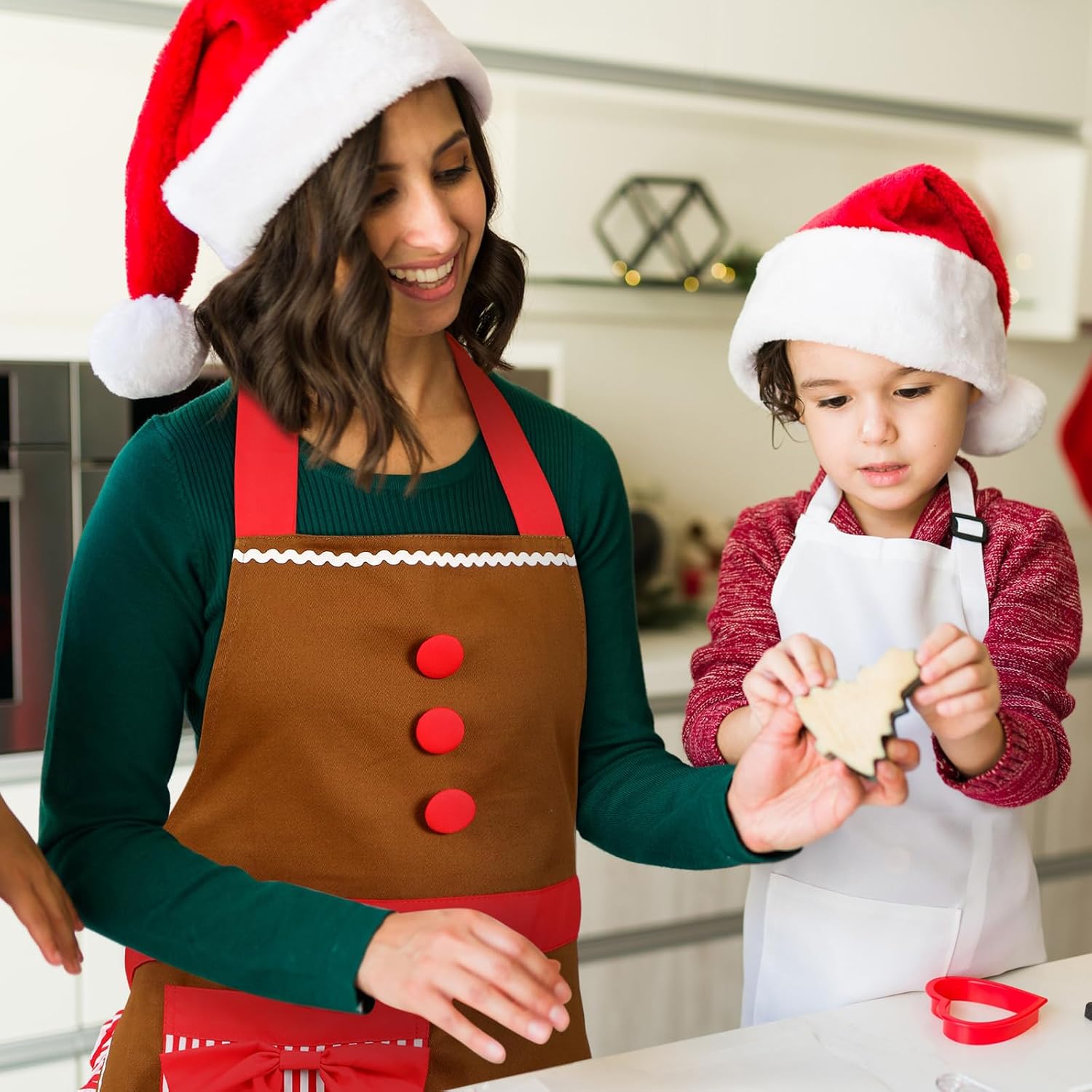 Christmas Gingerbread Apron Bread Costume for Women Adults Cotton Costumes Gingerbread Costume Christmas Apron for Women Adjustable Kitchen Chef Baking Bib Xmas Party Gift, One Size