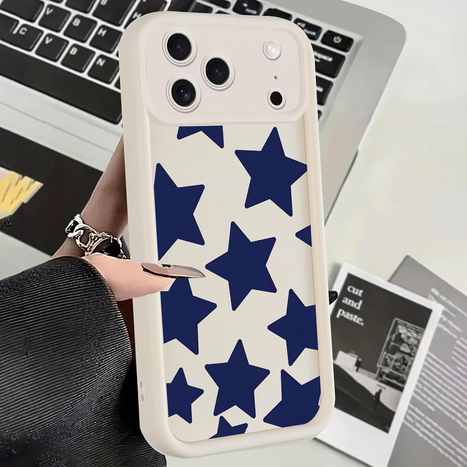 2 Pack Cute Star Phone Case for iPhone 17 Pro Max 6.9", Aesthetic Coquette Blue Cool Y2K Pattern Print Design Women Girls Case Soft Slim Shockproof TPU Protective Funda Cover image 3