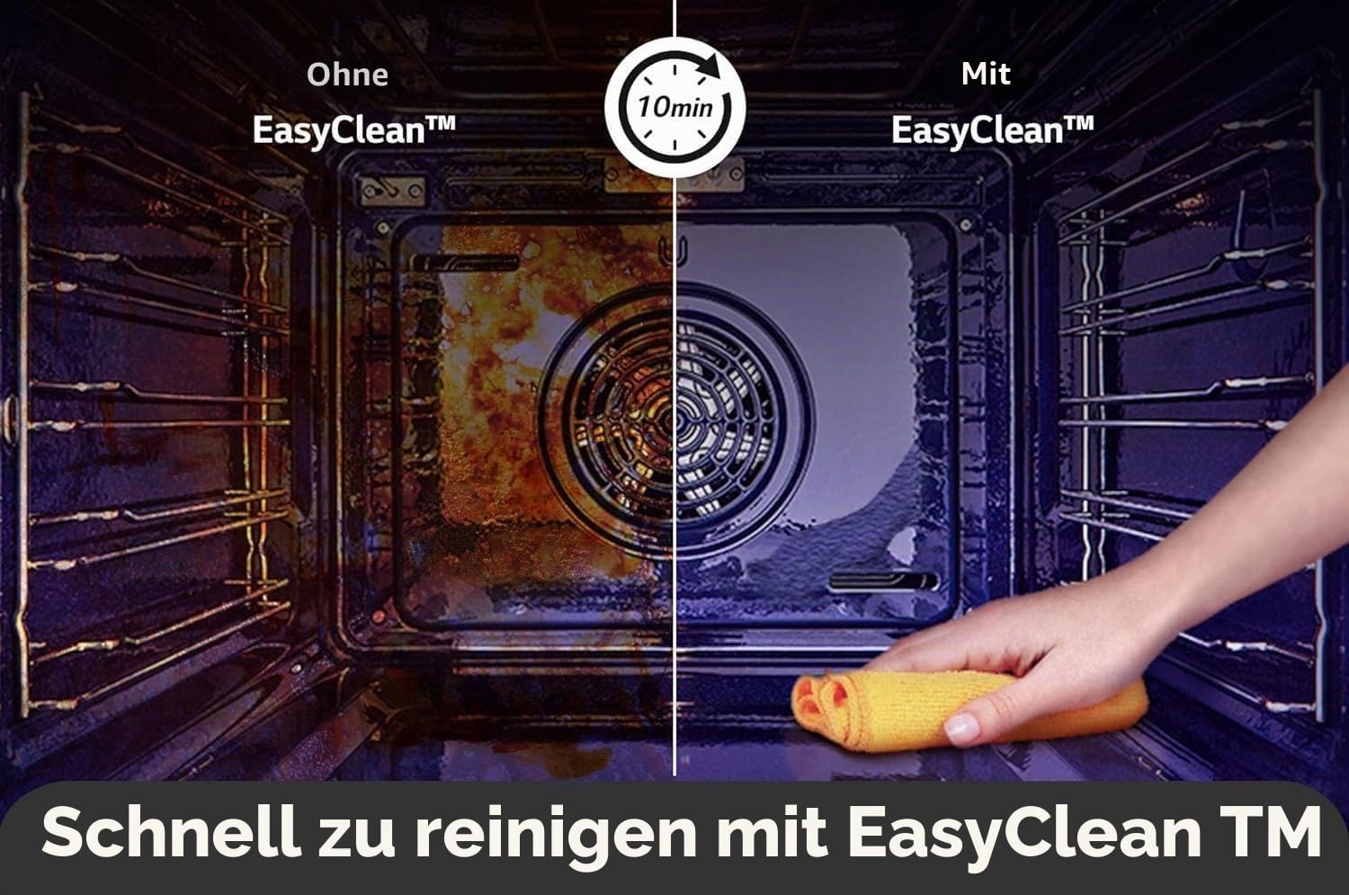 LG InstaView WSED7612S Multifunktions-Einbauofen, Klasse A+, 76 l, 300 °C Air Fry, Sous Vide, Pizza-Modus, ProBake Convection-System, EasyClean, Pyrolyse, WiFi, Isolierung 4 Glasscheiben, Schwarz